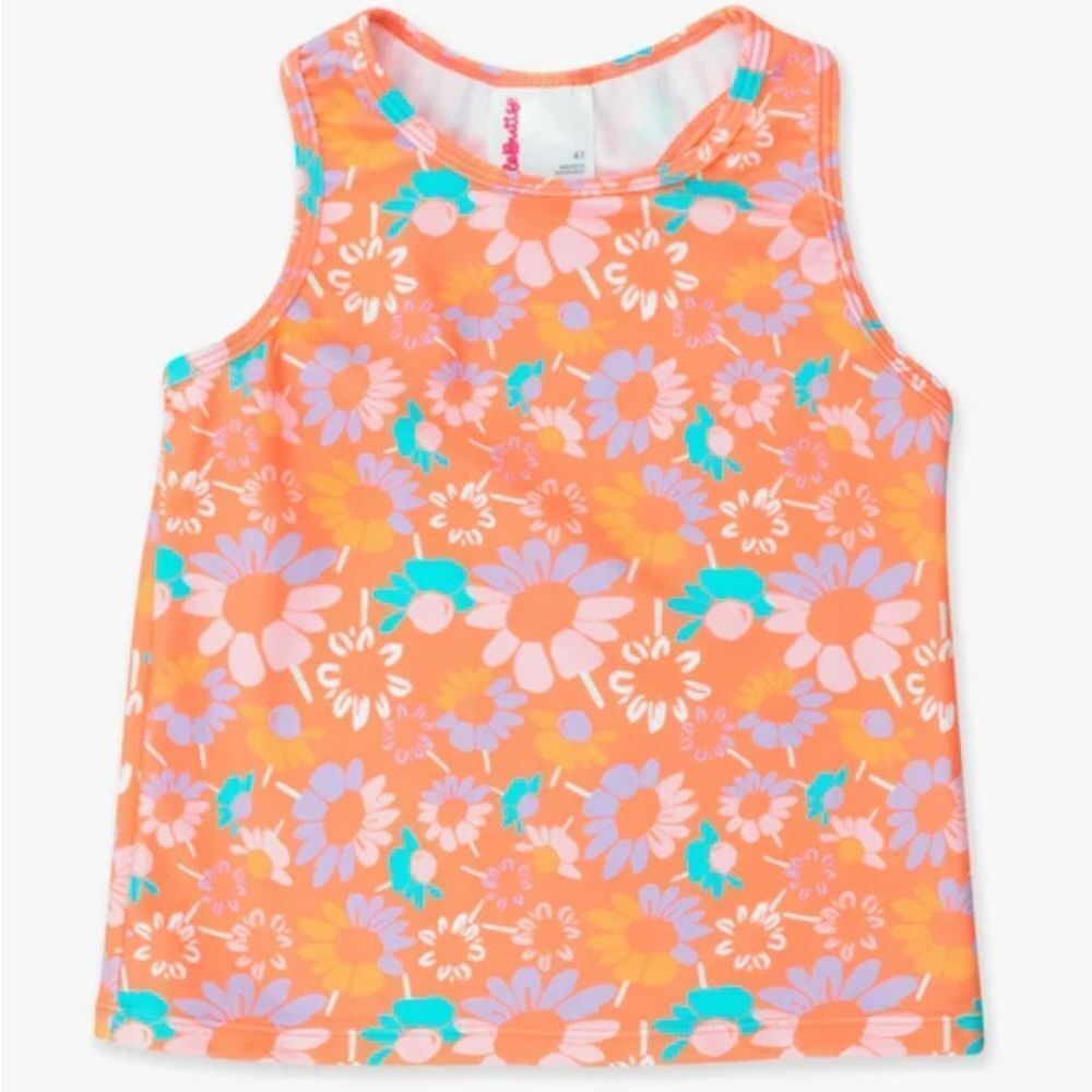 RUFFLEBUTTS Active Tank Top-CORAL FLORAL, Girls size 8, NWT